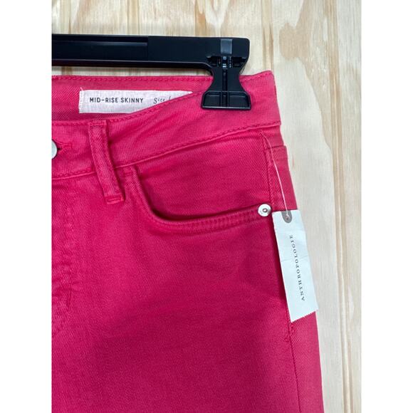 Anthropologie Pilcro Mid Rise Skinny Jeans Size 25 NWT Reddish Pink Denim Jeans - Picture 6 of 8